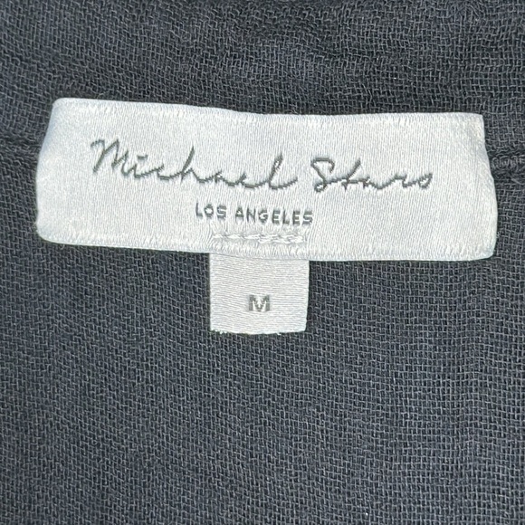 Michael Stars Allen Gauze Black Maxi Button Down Shirt Dress Size Medium - Picture 11 of 13